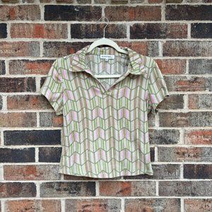 Kontrol Retro Green & Pink Short Sleeve Top